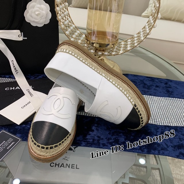 CHANEL頂級代購版漁夫鞋 香奈兒羊皮漁夫鞋草編鞋 dx3564